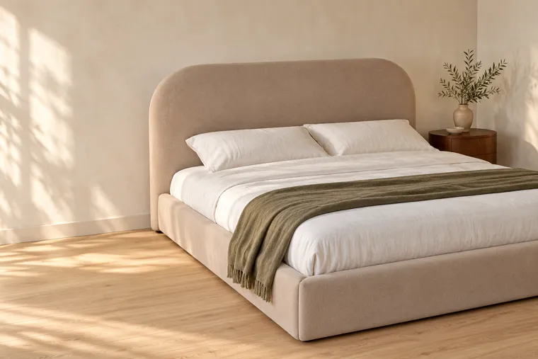 Curva: cama de líneas suaves, ambientación digital